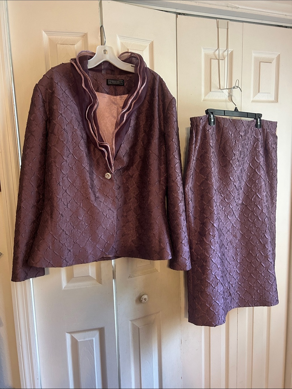 Purple Jacquard Midi Skirt - Elegant Women's Skirt. Size 20